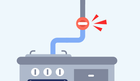 가스레인지 밸브 잠긴 모습